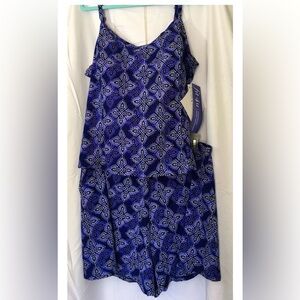 Fit for You Fit 4 U Women's Swimsuit Tankini 2 Piece Plus Size 24W Blue Floral